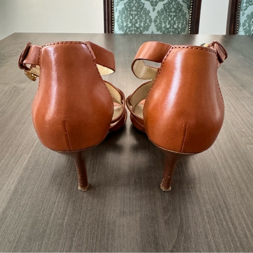 Michael Kors leather strappy gladiator brown camel heels size 8 - Picture 4 of 11